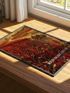 Red Sorghum watercolour book poster framed on wall – historical fiction wall art