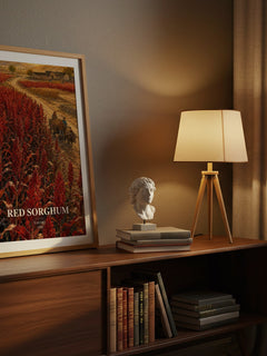 Red Sorghum watercolour print on bookshelf – Yan Mo fan gift