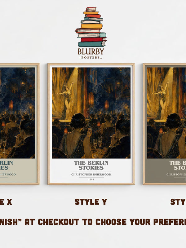 The Berlin Stories book cover print in frame leaning in hallway – historical fiction wall art