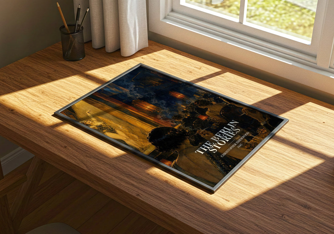 The Berlin Stories watercolour book poster framed on wall – historical fiction wall art