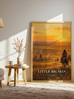 Little Big Man watercolour print in frame leaning in hallway – historical fiction wall art