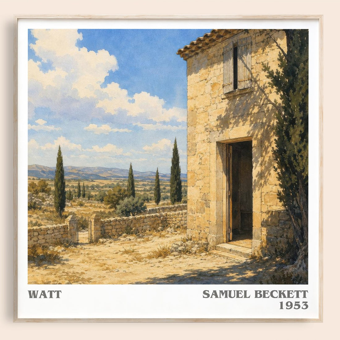 Watt literary book poster by Samuel Beckett – framed literary art print