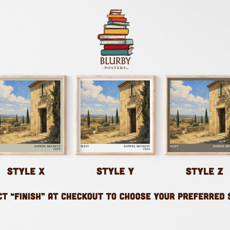 Watt literary print in frame leaning in hallway – literary fiction wall art