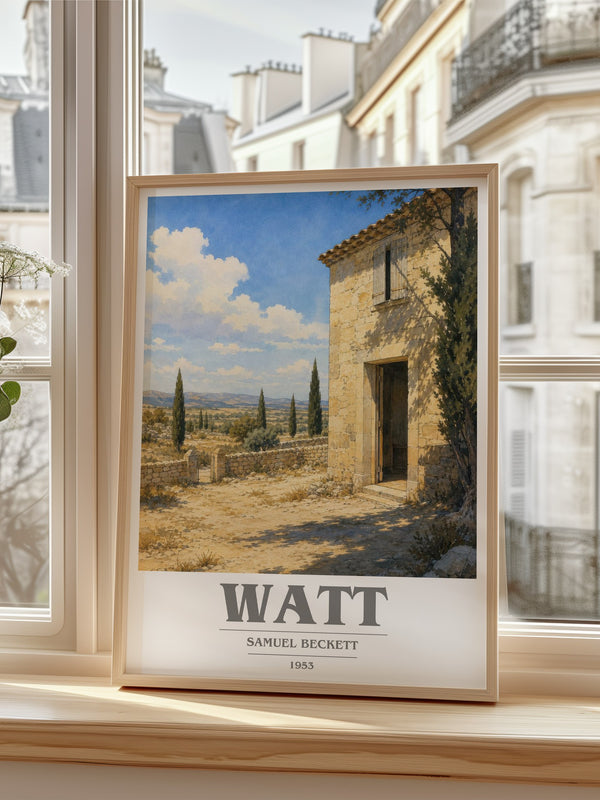Watt book cover poster colour and style options – Samuel Beckett book art