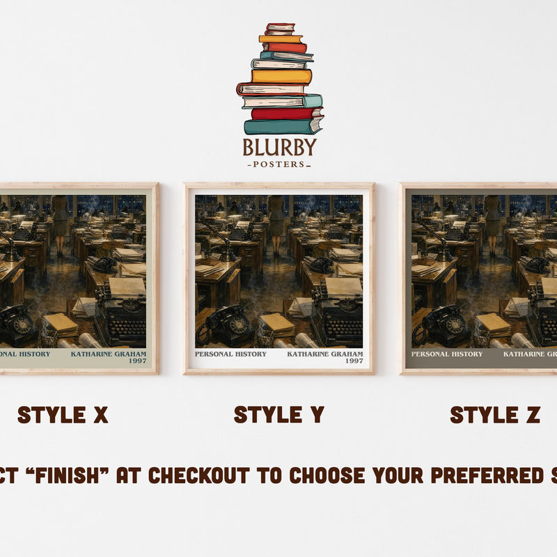 Personal History literary print in frame leaning in hallway – memoir wall art