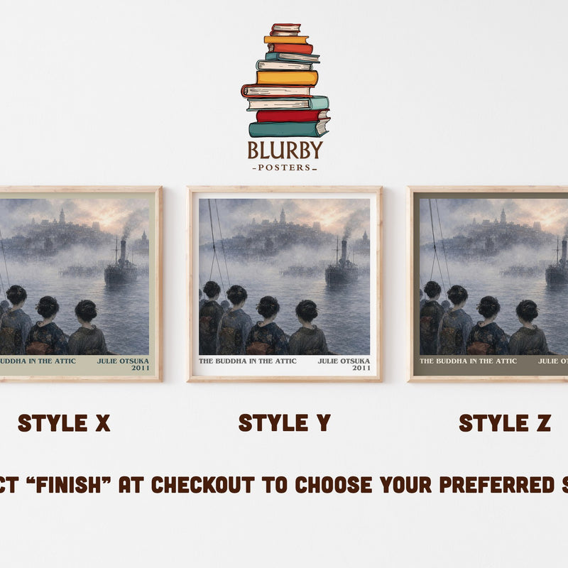 The Buddha in the Attic literary print in frame leaning in hallway – literary fiction wall art