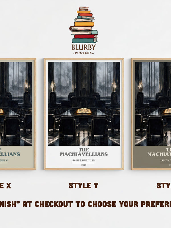 The Machiavellians book cover print in frame leaning in hallway – non fiction wall art