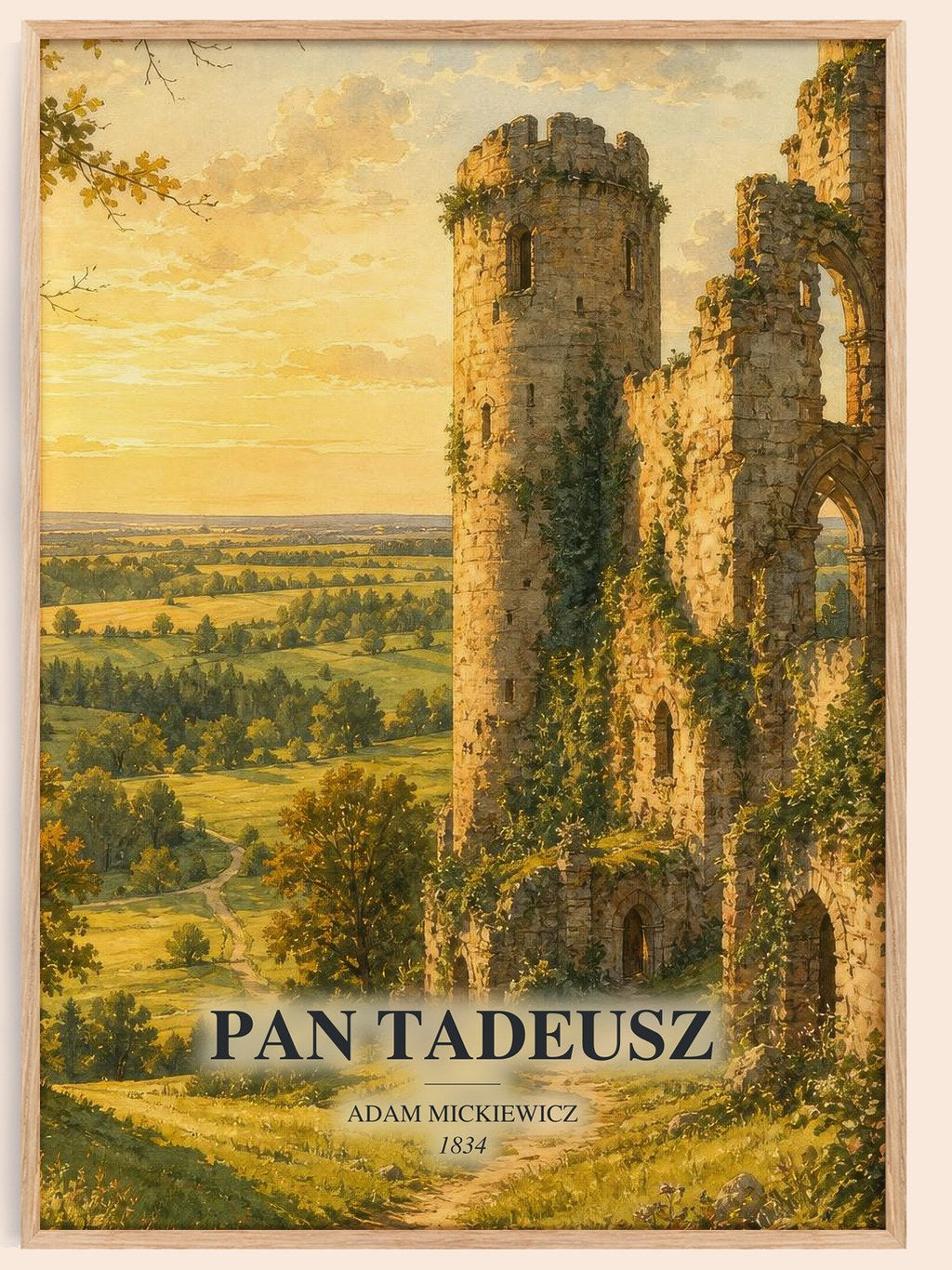 Pan Tadeusz watercolour book poster by Adam Mickiewicz – framed literary art print