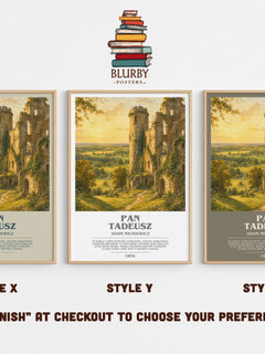 Pan Tadeusz Bookish Wall Art by Adam Mickiewicz – Style X, Y and Z side by side – choose your finish
