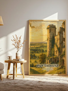 Pan Tadeusz watercolour print in frame leaning in hallway – poetry wall art