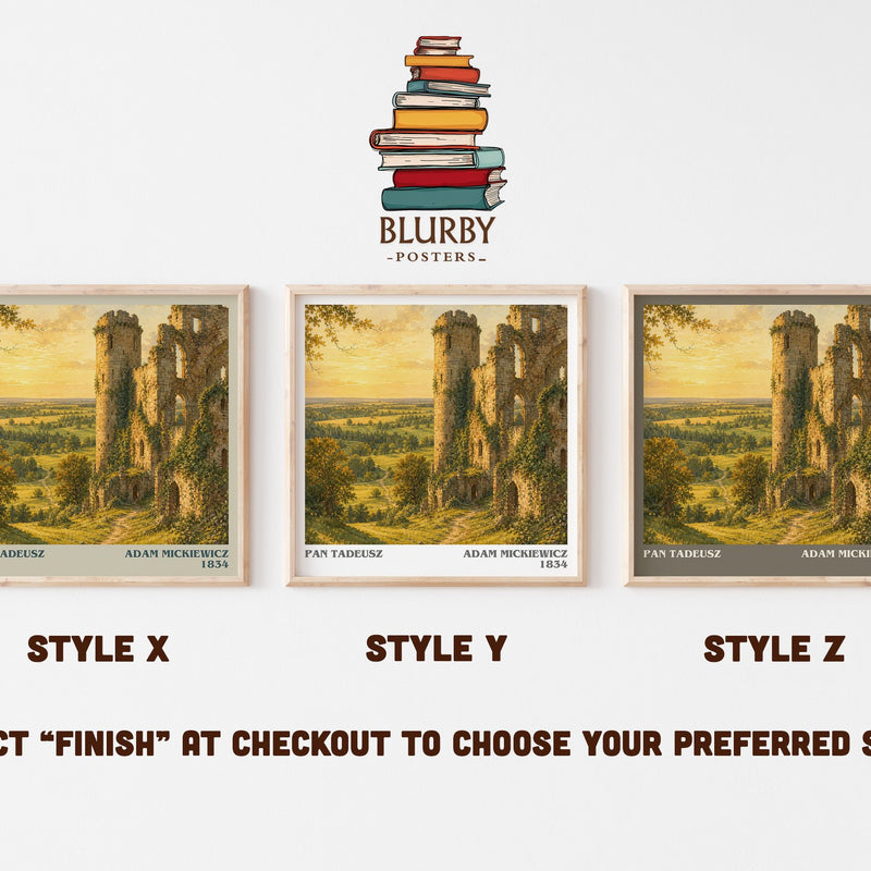 Pan Tadeusz literary print in frame leaning in hallway – poetry wall art