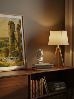 Pan Tadeusz watercolour print on bookshelf – Adam Mickiewicz fan gift