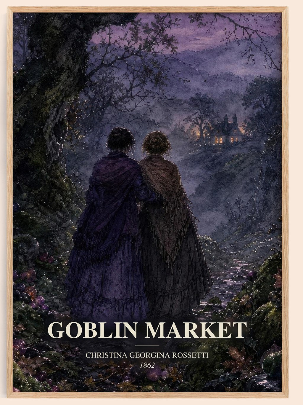 Goblin Market watercolour book poster by Christina Georgina Rossetti – framed literary art print