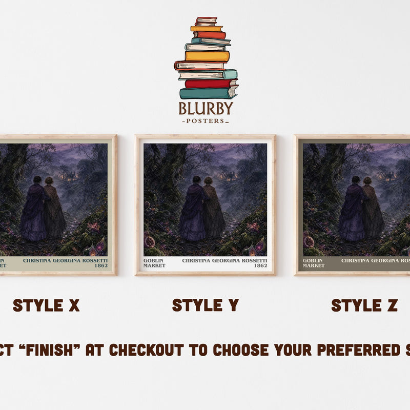 Goblin Market literary print in frame leaning in hallway – poetry wall art