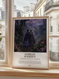 Goblin Market Bookish Wall Art by Christina Georgina Rossetti – framed print by a bright window