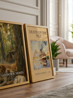 Go Down, Moses watercolour print framed by window – literary home decor