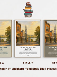 Lake Wobegon Days Bookish Wall Art by Garrison Keillor – Style X, Y and Z side by side – choose your finish