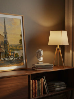 Lake Wobegon Days watercolour print on bookshelf – Garrison Keillor fan gift