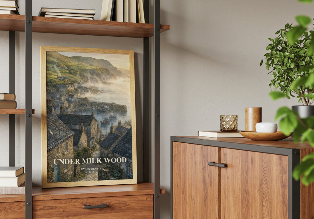 Under Milk Wood book watercolour illustration paper finish options – matte satin gloss