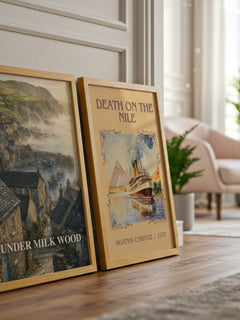 Under Milk Wood watercolour print framed by window – literary home decor
