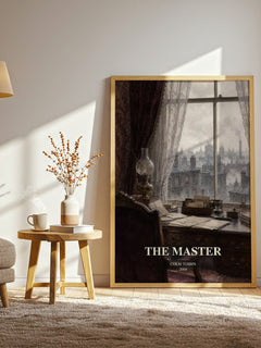 The Master watercolour print in frame leaning in hallway – literary fiction wall art