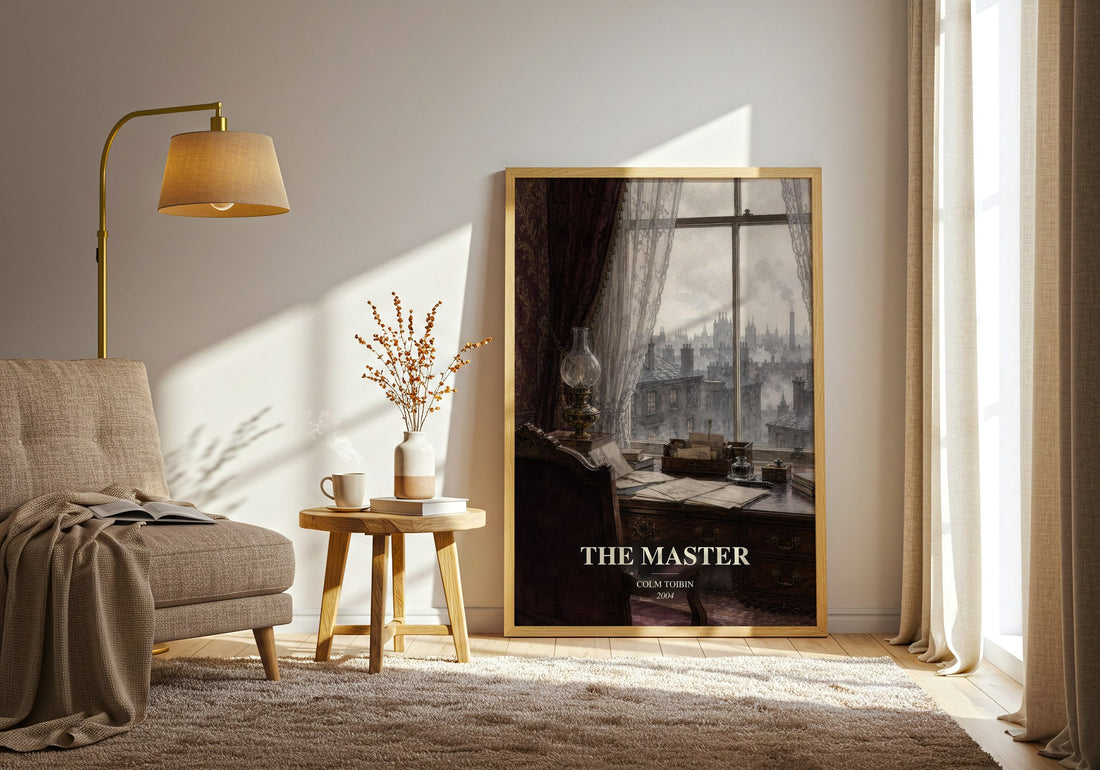 The Master watercolour print in frame leaning in hallway – literary fiction wall art