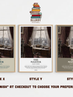 The Master Bookish Wall Art by Colm Toibin – Style X, Y and Z side by side – choose your finish
