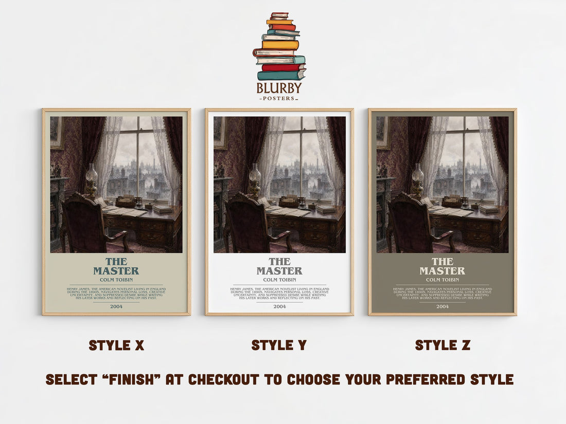 The Master Bookish Wall Art by Colm Toibin – Style X, Y and Z side by side – choose your finish