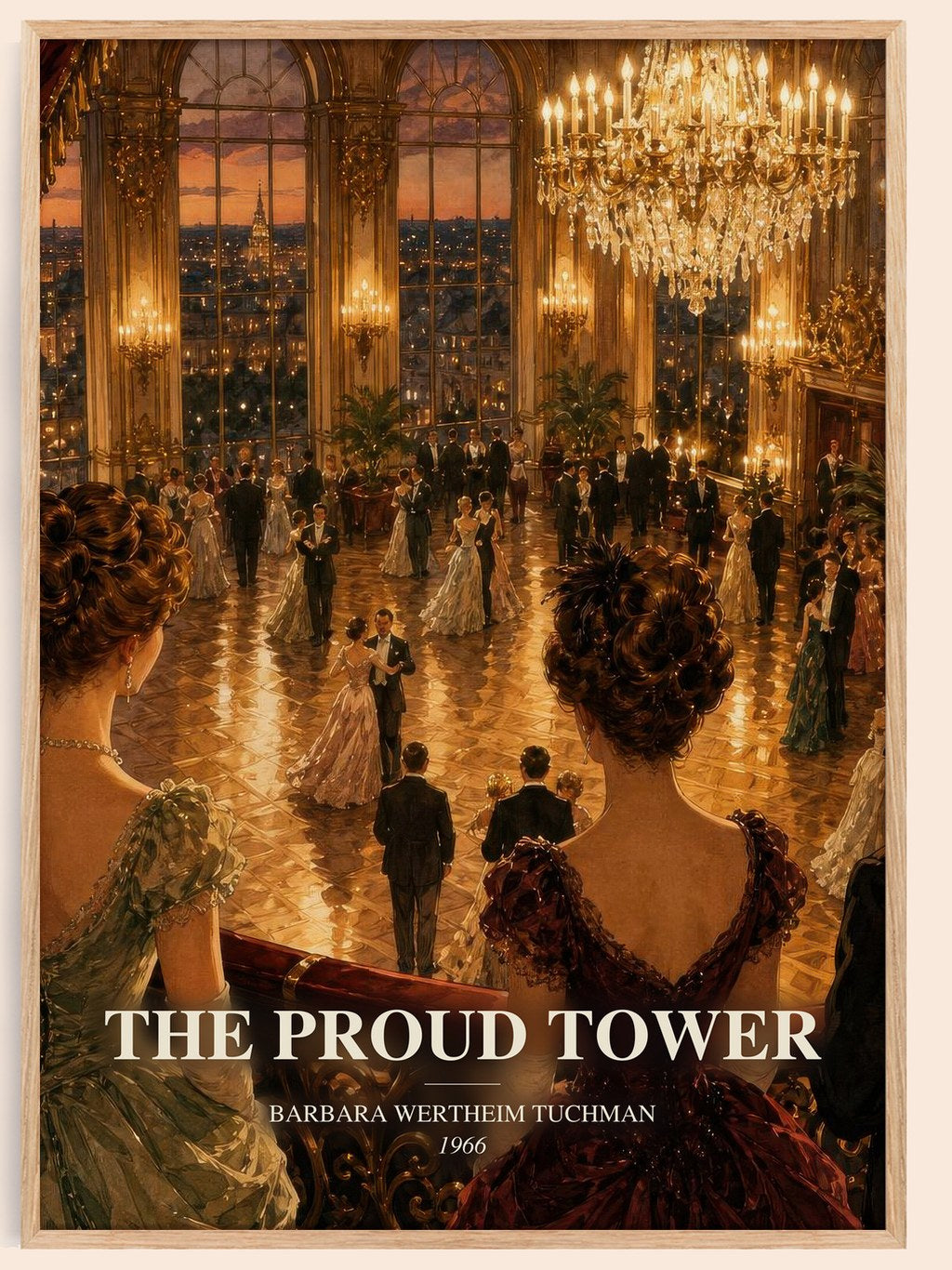 The Proud Tower watercolour book poster by Barbara Wertheim Tuchman – framed literary art print