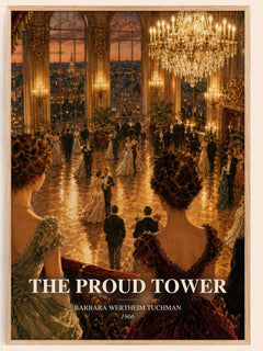 The Proud Tower watercolour book poster by Barbara Wertheim Tuchman – framed literary art print