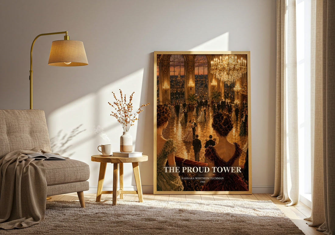 The Proud Tower watercolour print in frame leaning in hallway – non fiction wall art