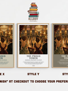 The Proud Tower Bookish Wall Art by Barbara Wertheim Tuchman – Style X, Y and Z side by side – choose your finish
