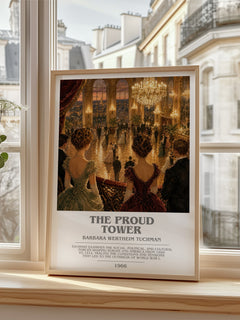 The Proud Tower Bookish Wall Art by Barbara Wertheim Tuchman – framed print by a bright window