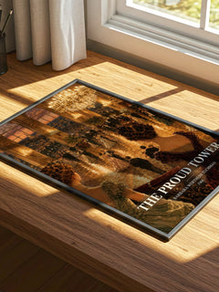 The Proud Tower watercolour book poster framed on wall – non fiction wall art