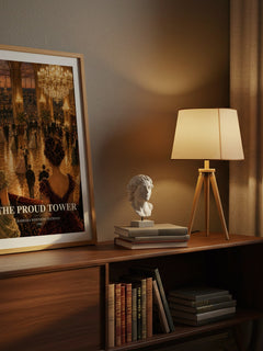 The Proud Tower watercolour print on bookshelf – Barbara Wertheim Tuchman fan gift