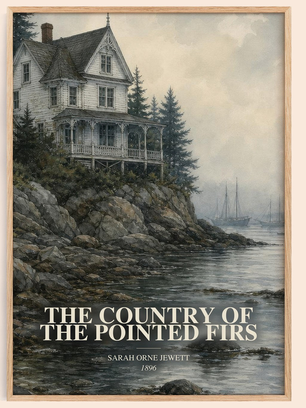 The Country of the Pointed Firs watercolour book poster by Sarah Orne Jewett – framed literary art print