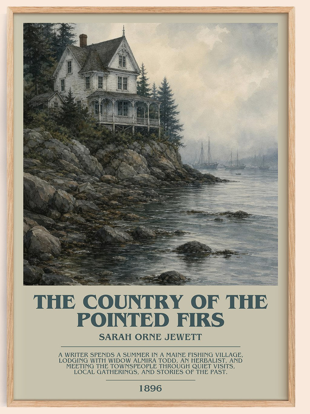 The Country of the Pointed Firs Bookish Wall Art by Sarah Orne Jewett – framed poster