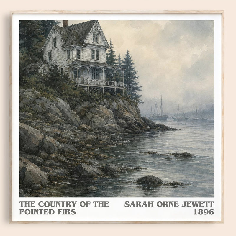 The Country of the Pointed Firs literary book poster by Sarah Orne Jewett – framed literary art print