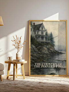 The Country of the Pointed Firs watercolour print in frame leaning in hallway – literary fiction wall art