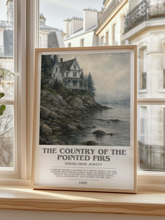 The Country of the Pointed Firs Bookish Wall Art by Sarah Orne Jewett – framed print by a bright window