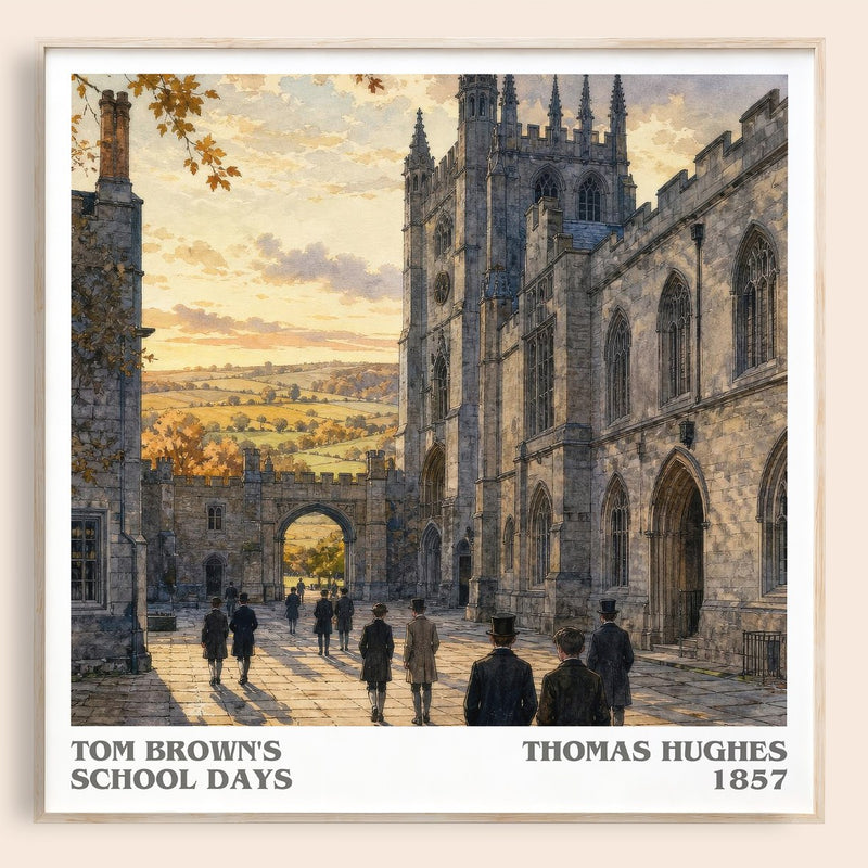 Tom Brown's School Days literary book poster by Thomas Hughes – framed literary art print