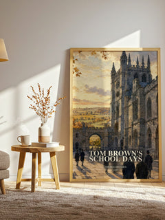 Tom Brown's School Days watercolour print in frame leaning in hallway – classic literature wall art