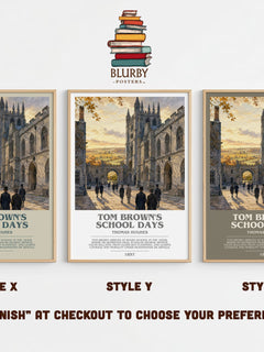 Tom Brown's School Days Bookish Wall Art by Thomas Hughes – Style X, Y and Z side by side – choose your finish