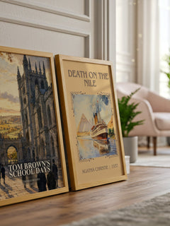 Tom Brown's School Days watercolour print framed by window – literary home decor