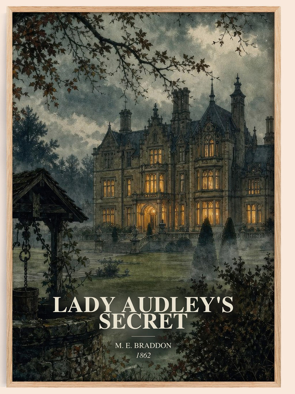 Lady Audley's Secret watercolour book poster by M. E. Braddon – framed literary art print