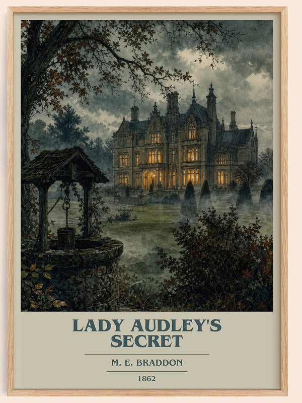 Lady Audley's Secret book cover book poster by M. E. Braddon – framed literary art print