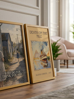 Who Do You Think You Are? watercolour print framed by window – literary home decor