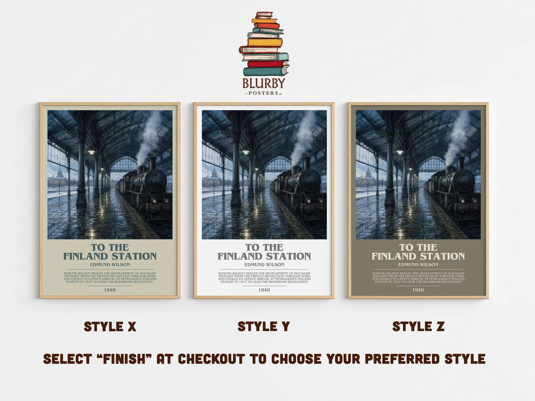 To the Finland Station Bookish Wall Art by Edmund Wilson – Style X, Y and Z side by side – choose your finish