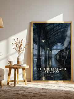 To the Finland Station watercolour print in frame leaning in hallway – non fiction wall art