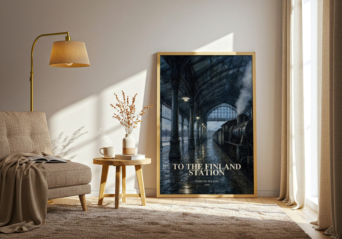 To the Finland Station watercolour print in frame leaning in hallway – non fiction wall art
